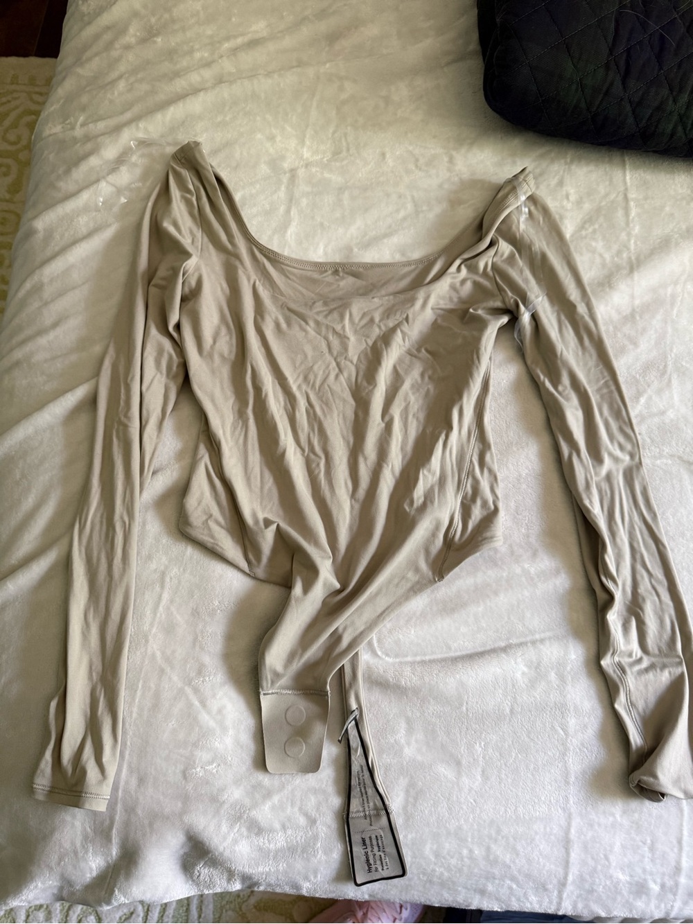 lululemon athletica Long-Sleeve Off-Shoulder Bodysuit — Taupe